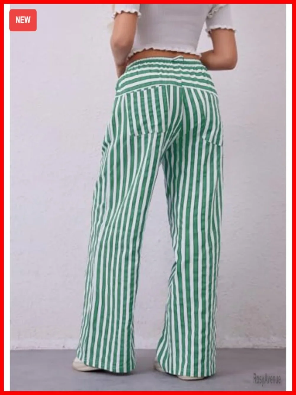 Women Drawstring Striped Wide Leg Lounge Pants with Pockets